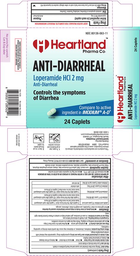 NDC 80136 063 Anti Diarrheal Tablet Oral Label Information Details