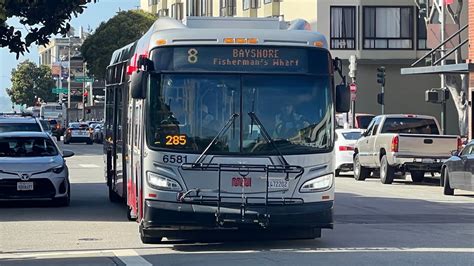 San Francisco Muni 2016 New Flyer Xcelsior Xde60 6581 On Route 8bx