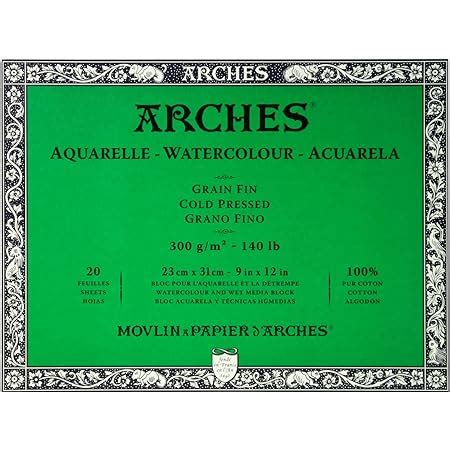 Amazon.com: Arches Watercolor Pad 9x12-inch Natural White 100% Cotton ...