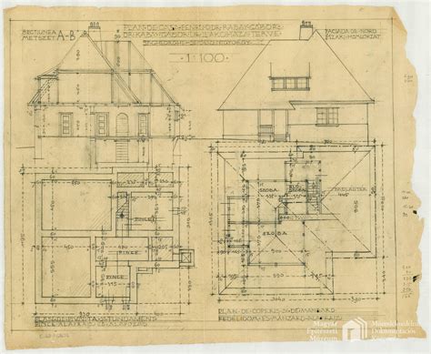 Alaprajzok A B metszet északi homlokzat Kós Károly Virtuális Archívum