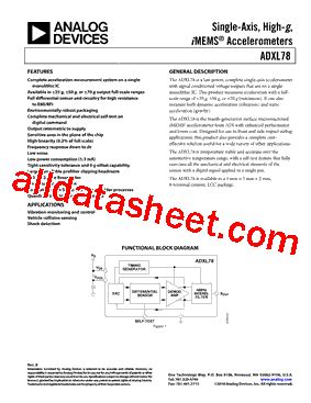 ADXL78 Datasheet PDF Analog Devices