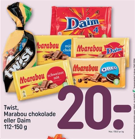 Twist Marabou Chokolade Eller Daim Tilbud Hos Rema