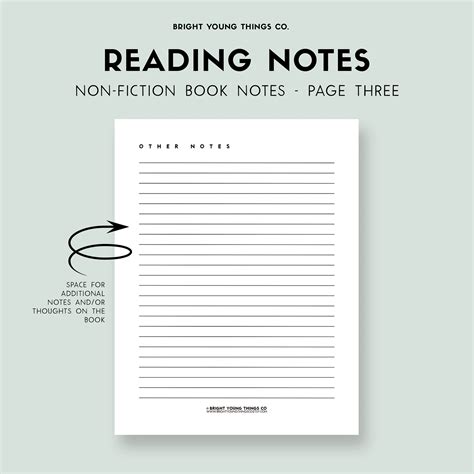 Reading Notes Template Book Notes Printable Reading Log Printable Printable Reading Notes