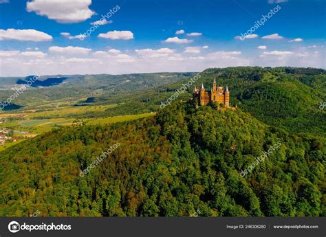 Aerial View Famous Hohenzollern Castle Germany Photo Taken Drone – Stock Editorial Photo ...