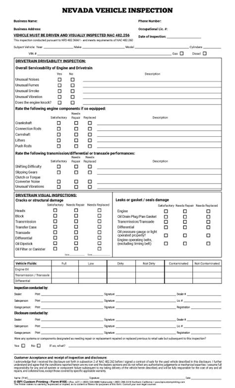 Nevada Vehicle Inspection Bpi Custom Printing