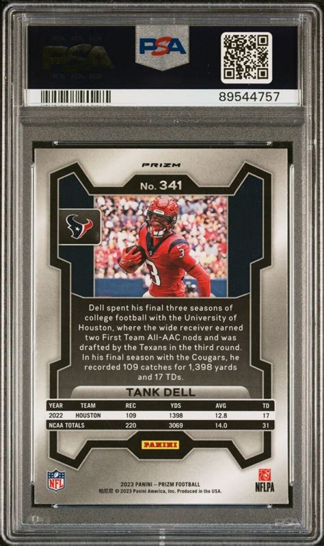 2023 Panini Prizm Orange Lazer 341 Tank Dell ROOKIE RC TEXANS PSA 9