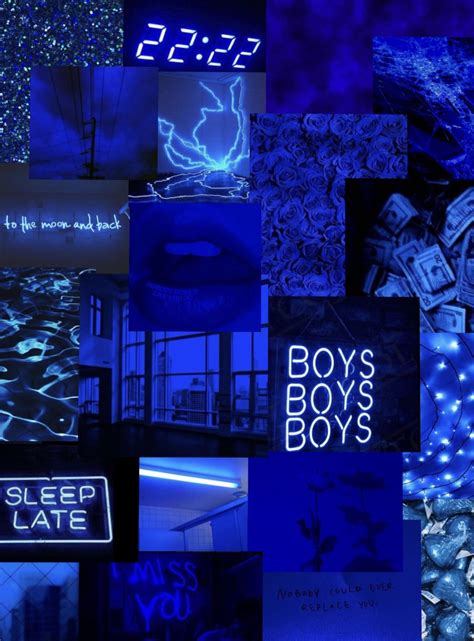 Dark Blue Aesthetic Collage Neon Blue Collage Wallpaper / Check out our blue collage selection ...