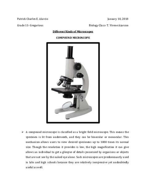 Doc Different Kinds Of Microscopes Patrick Alarcio