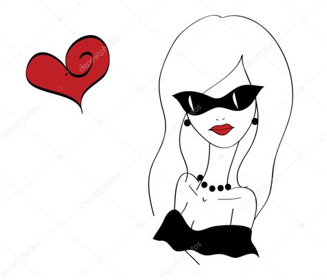 Beautiful Stylish Line Art Girl In Love Stock Vector By ©kristala 38108427