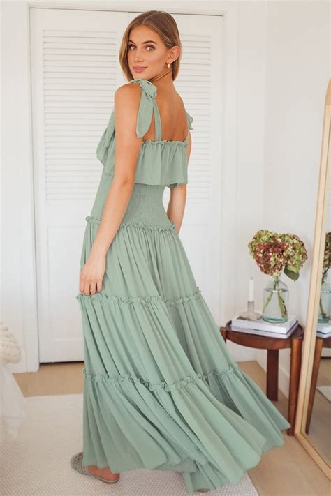 Sage Green Maxi Dress Tiered Maxi Dress Cute Tie Strap Dress Lulus