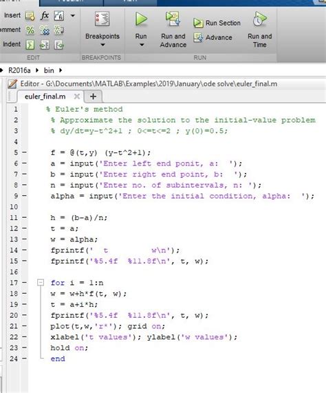 Euler S Method For Solving ODE Using MATLAB MATLAB Programming