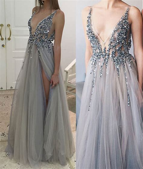 Backless Rhinestone Prom Dress Long Tulle Prom Dresses Sexy Prom