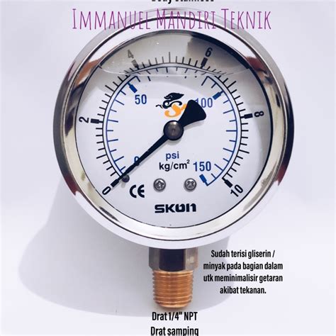 Jual Pressure Gauge Drat Samping Bar Skon Body Stainless