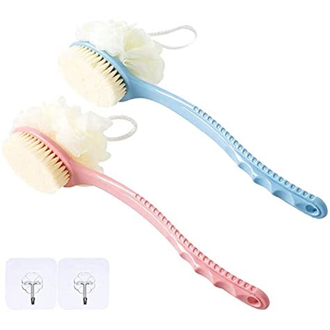 Shower Body Brush With Bristles And Loofah Bmyko Back Scrubber Bath