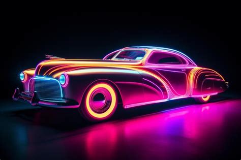 Premium AI Image | A car with a neon lights on the