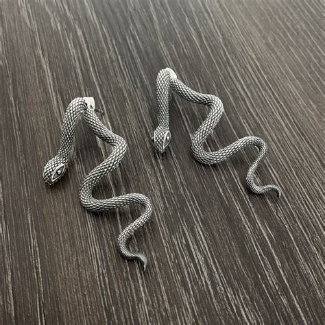 Snake Earrings Front Back Earrings Snake Earrings Stainless Etsy