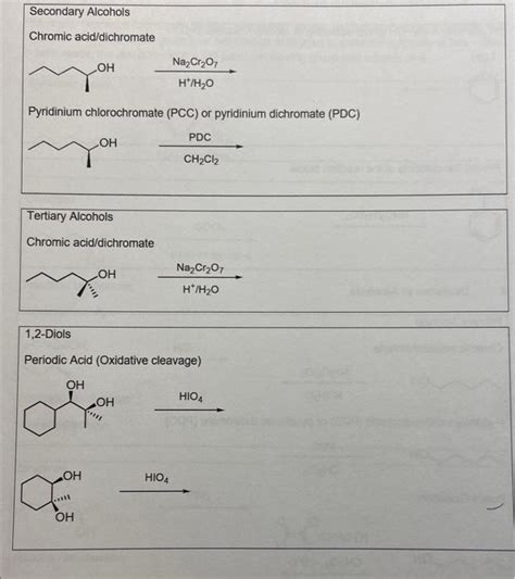 Solved Secondary Alcohols Chromic Acid Dichromate Pyridinium Chegg