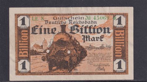 Weimarer Republik Reichsbahn Billion Mark Reichsbahndirektion