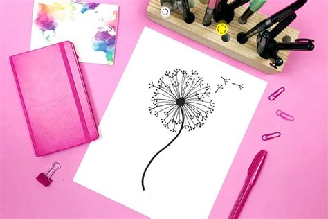 How To Draw A Dandelion Easy Dandelion Drawing Step By Step Tutorial