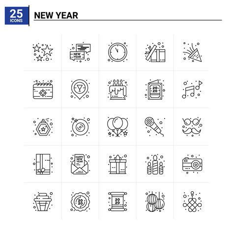 25 Neujahr Icon Set Vektor Hintergrund 14329335 Vektor Kunst Bei Vecteezy