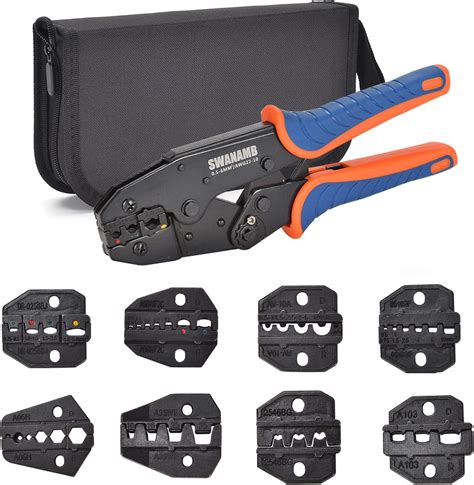 SWANAMB Wire Crimping Tool Set Ratcheting Wire Crimper Tool With 9pcs