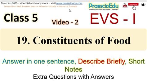 Class Evs Extra Que On Constituents Of Food Video State Board