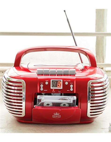 gpo retro pcd     cassette tape cd player radio  red