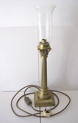 LAURA ASHLEY VINTAGE BRASS CORINTHIAN COLUMN LAMP WITH GLASS SHADE EBay