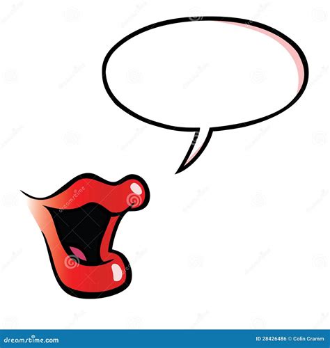 Cartoon Female Mouth With Speech Bubble Stock Vector - Illustration of ...