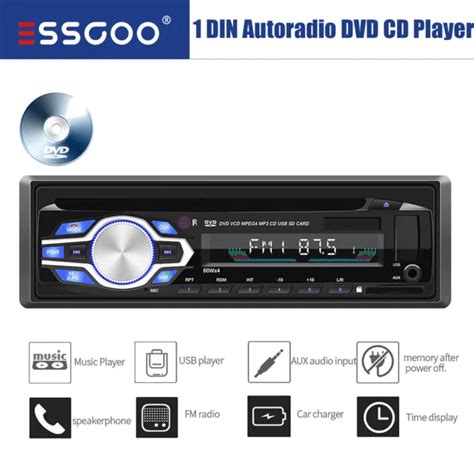 ESSGOO 1 DIN Autoradio DVD CD Player Bluetooth Multimedia USB AUX IN