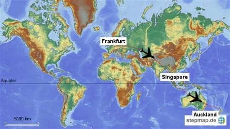 Stepmap Frankfurt Auckland Landkarte F R Welt