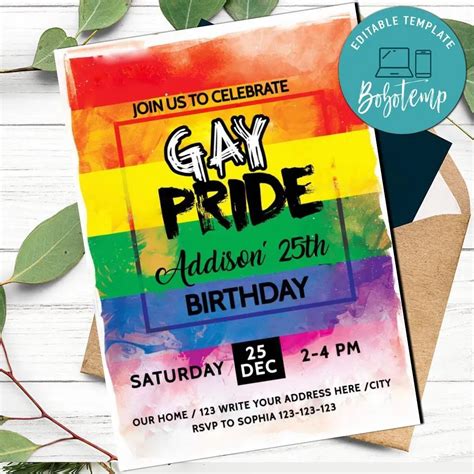 Gay Pride Invitation Template To Print At Home Diy Bobotemp