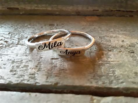 Laser Engraved Name Stack Rings Erfdeel Juwele