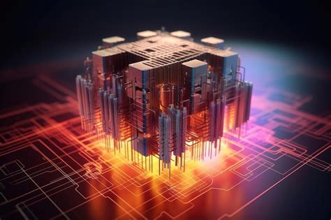 Procesador de microchip de computadora cuántica futurista abstracto con