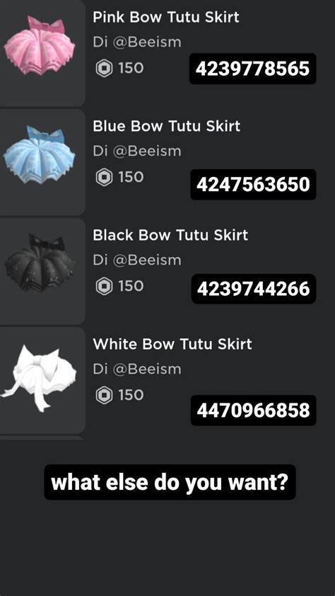 Roblox Bow Tutu Skirts Codes Ideias De Uniformes Adesivos Para