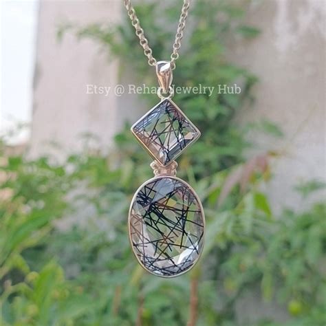 Natural Lovely Rutilated Quartz Pendant Sterling Silver Pendant