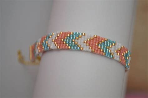 Bracelet Manchette En Perles Miyuki D Licat Couleur Or Saumon