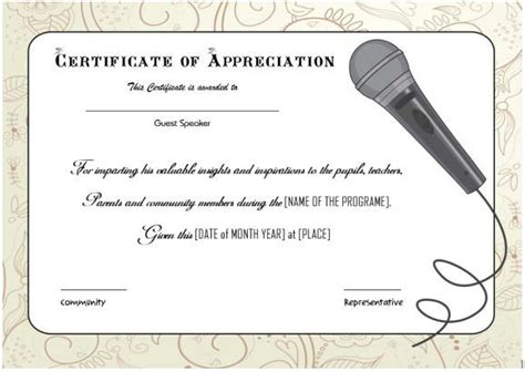 Thank You Certificate For Guest Speaker Certificate Templates