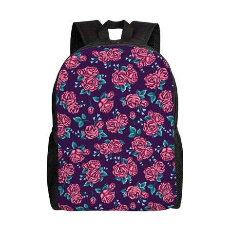 Wukai Rose Flowers Travel Laptop Backpack Waterproof Anti Theft