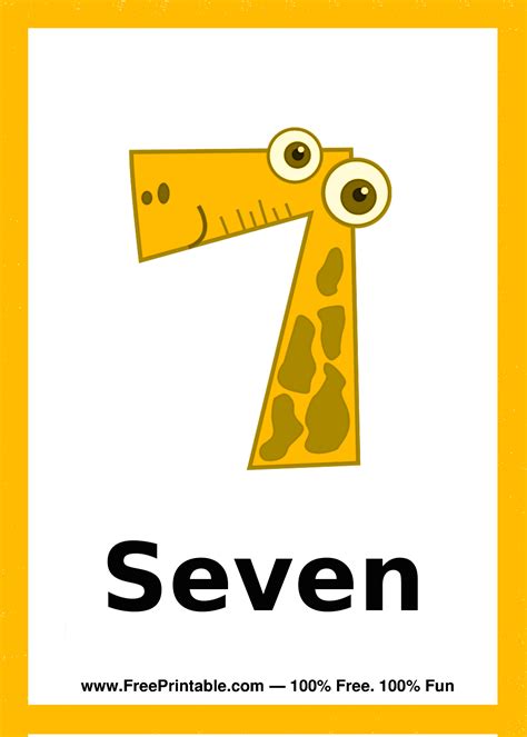 Customize Your Free Printable Number Seven Creature Flash Card