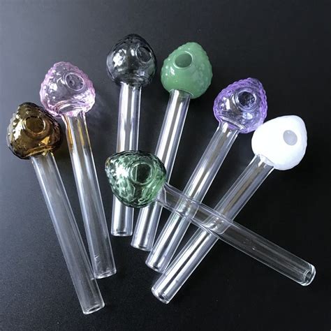 2021 Unique Strawberry Shape Glass Oil Burner Pipes Colored Smoking Pipe Mini Pyrex Oil Burner