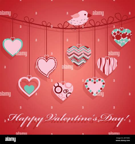 Valentine S Day Hanging Heart Vector Illustration Stock Vector Image