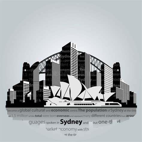 Illustration De Sydney Australia Skyline Grayscale Vector Illustration