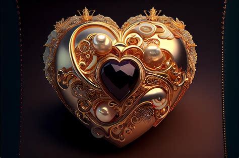 Premium AI Image There Is A Heart Shaped Object With Pearls And Gold