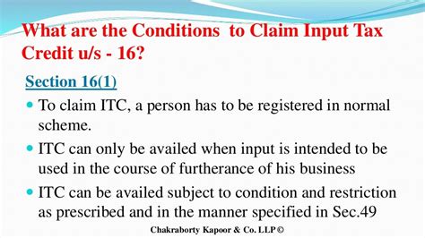 Gst Section 16 Input Tax Credit Eligibility And Conditions