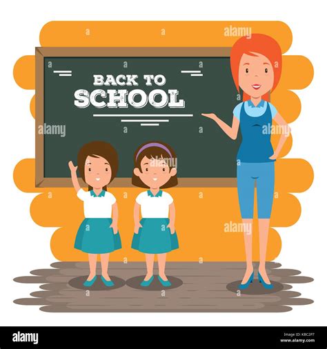 Back To School Teacher Teaching To Her Students Stock Vector Image