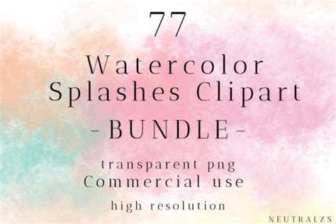 Watercolor Splash Png Clipart Bundle Graphic By Neutralzsdesign