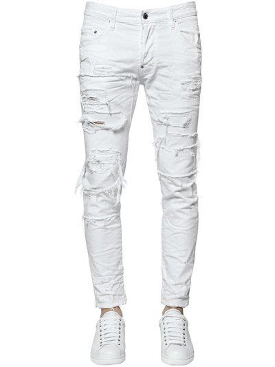 Dsquared Cm Skater Fit Destroyed Denim Jeans White Modesens