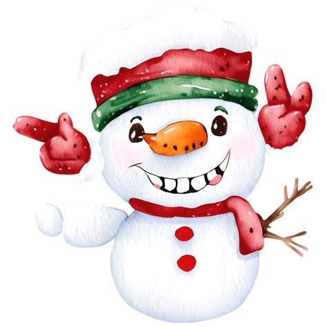 Christmas Snowman Clipart Watercolor Ultradetailed High Quality White