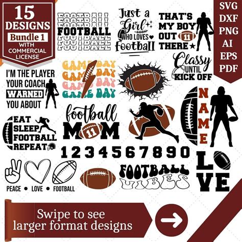 Football SVG Bundle Football Designs SVG Football SVG Etsy